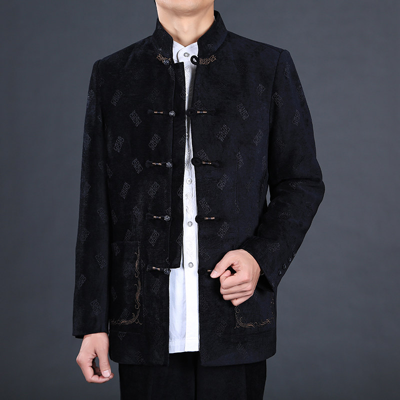 Men's Tang suit jacket Chinese style stand-up collar men's clothing High-end men's casual Tang suit National clothing men