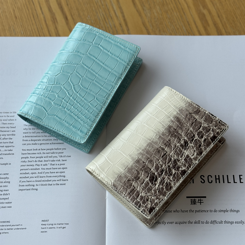 Himalaya Passport Holder Travel Ticket Organizer Crocodile Pattern Wax Thread Cowhide Document Holder Multifunctional Card Holder for Boarding