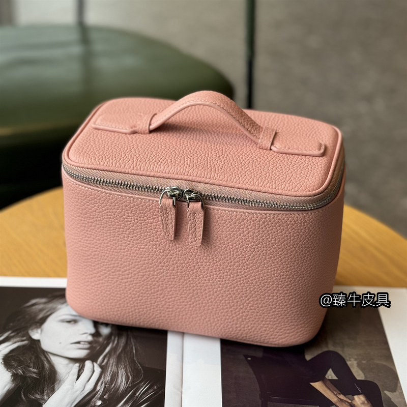 Large-Capacity Genuine Leather Cosmetic Bag, Tc First-Layer Cowhide Skin Care Product Storage Bag, High-End Portable Toiletry Bag for Business Trips and Travel