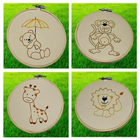 Trẻ em handmade DIY thêu bộ dụng cụ thêu hoạt hình đơn giản Bộ dụng cụ thêu động vật Mẫu giáo thêu tay khung tranh thêu