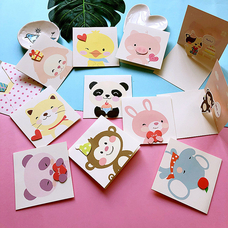 South Korea mini three-dimensional small greeting card children students start school teacher holiday gift small card birthday blessing postage