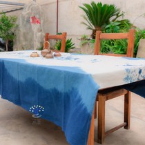 Grande Polytechnique Bleu et colorant Table Cloth All-cotton Table Thé Table Cloth Art TV Couverture Butian Garden Retro Terrasse Cloth Décoration Cloth