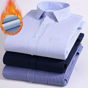 Mùa đông trung niên áo ấm cộng với nhung dày bố mặc áo ấm nam dài tay cha già áo sơ mi nam