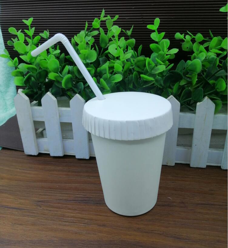 Beauty salon special disposable paper cup straw paper cup lid set whiteboard without printing has been disinfected