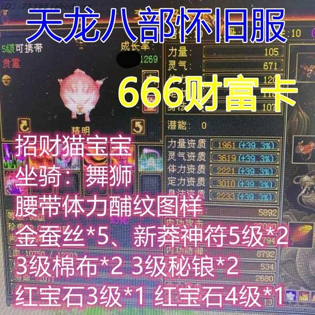 Tian Long Ba Bu Nostalgic Server Gift Pack Union Guild Card 666 Wealth Card Lucky Cat BB Leveling Use