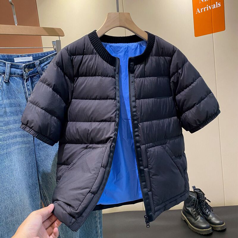 26 Years of New Models: Short-Sleeve down Vest for Men and Women, Lightweight Round-Neck Half-Sleeve Inner Wear, Light down Jacket with Short Sleeves
