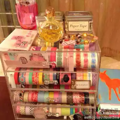 Transparent 4 four three-layer paper tape storage box jewelry cosmetics cabinet Douban drawer box customization