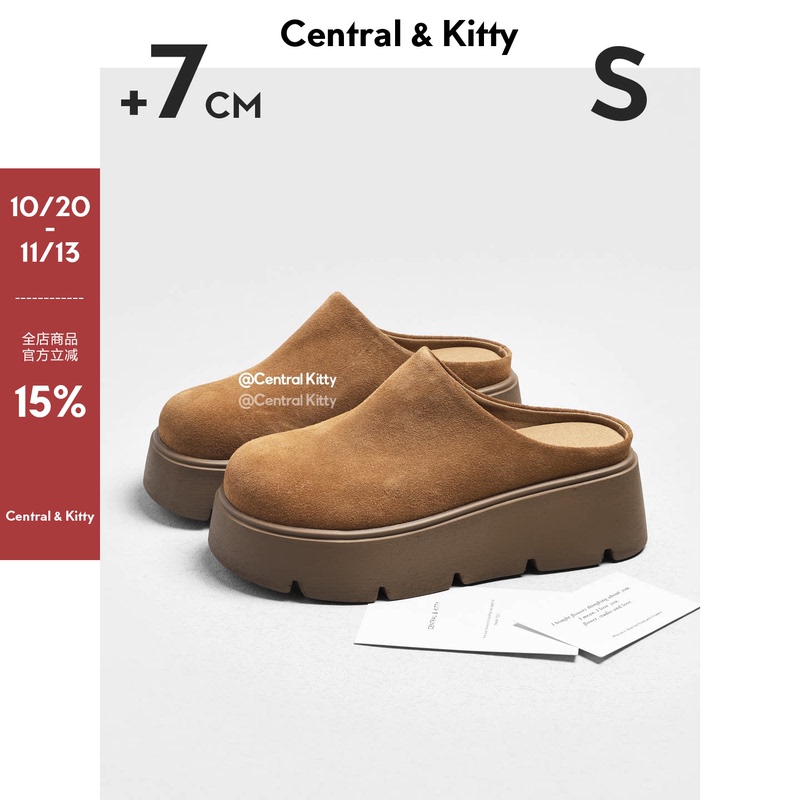【Xing Enqi】Thick-Soled Birkenstock-Style Shoes for Women, 2026 New Model, Slip-On Closed-Toe Half-Slippers, Outdoor Height-Increasing Lazy Shoes