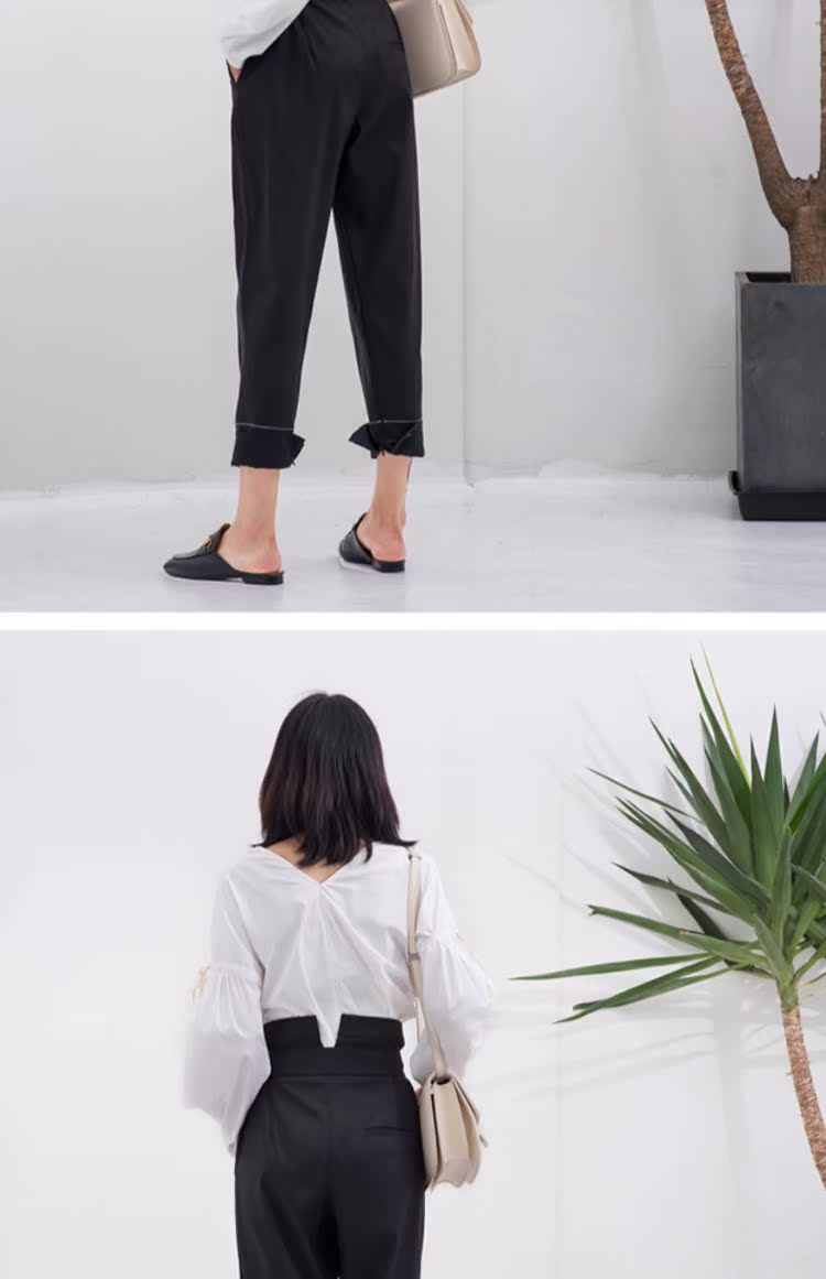 Tranh thiết kế nguyên bản 2018 mùa thu mới thắt lưng hoa cao eo thon chín điểm chân thường xuyên quần harem - Khởi động cắt Quần ngụy trang nữ mùa hè