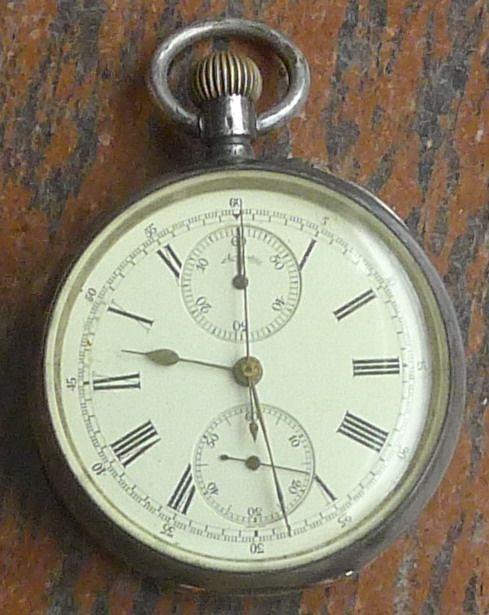 Swiss silver shell Five-pin Chronograph Pocket Watch (Chronograph is missing) 3210
