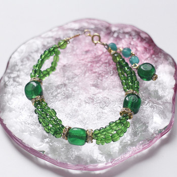 European and american antique old colored glaze emerald bracelet