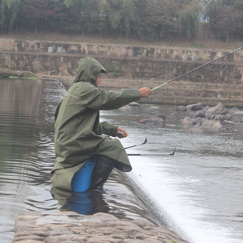 Zhang Jian stream fishing raincoat thickening anti-leakage fishing Special rain gear conjoined to protect adult ponchos