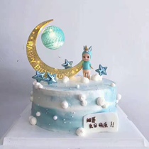 (Blue Series) Dream Balloon Little Boy Doll Cake Swing Piece Plush Inserts Decoration Love Cards