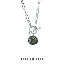 OOMEO 21 gr Transactions Blu-ray Stone necklace woman 925 pure silver small crowdsourced design Sensation Lock Bones Chain and Tide Hip Hop