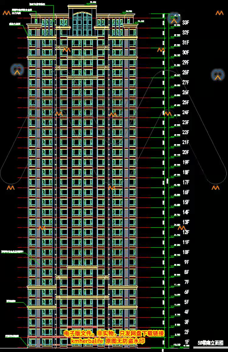 新古典中式风格超高层1单一梯四户33层住宅建