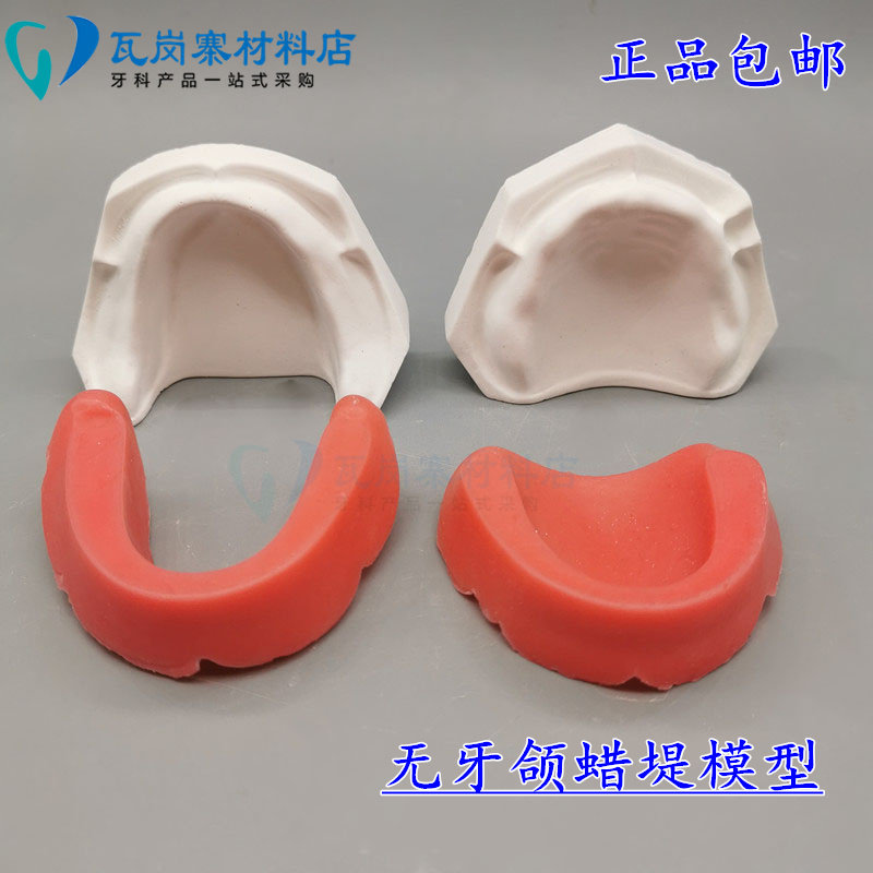 口腔模型无牙颌蜡堤石膏人工练习排牙义齿基托无牙颌石膏底座包邮