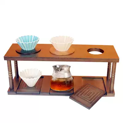 KAFFA hand-brewed coffee filter cup holder solid wood hand-punch stand hand-punch stand filter holder with filter tray three holes