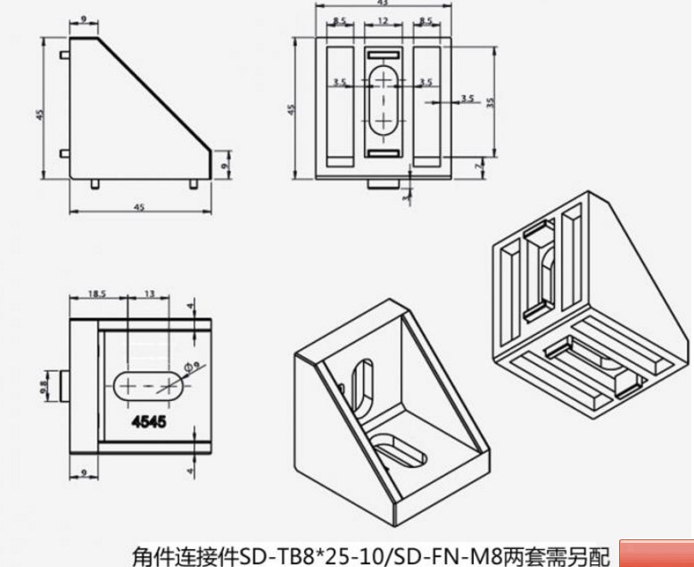 Hồ sơ nhôm công nghiệp 2020 đặc biệt góc kết nối mảnh góc phải mã góc 90 độ fastener nhôm hồ sơ phụ kiện - Chốt
