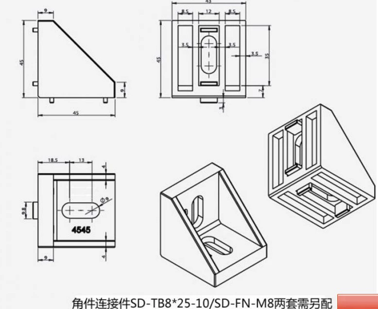 Hồ sơ nhôm công nghiệp 2020 đặc biệt góc kết nối mảnh góc phải mã góc 90 độ fastener nhôm hồ sơ phụ kiện - Chốt