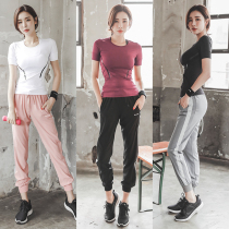 Yoga clothes womens 2019 new gym running clothes loose quick-drying clothes fitness clothes sports suit summer
