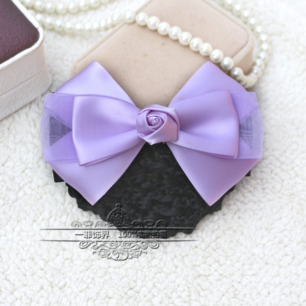 Tiếp viên Ngân hàng Y tá Khách sạn Màu xanh tím Handmade Hoa kẹp tóc chuyên nghiệp Hàn Quốc Tóc lưới Mũ nón Net Pocket - Phụ kiện tóc băng đô vải