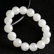 Natural and field jade Handstring Goat Fat White Jade Round Pearl Buddha Beads Bracelet Jade Lovers MEN AND WOMENS HAND CHAIN ROUND BEADED HAND STRINGS