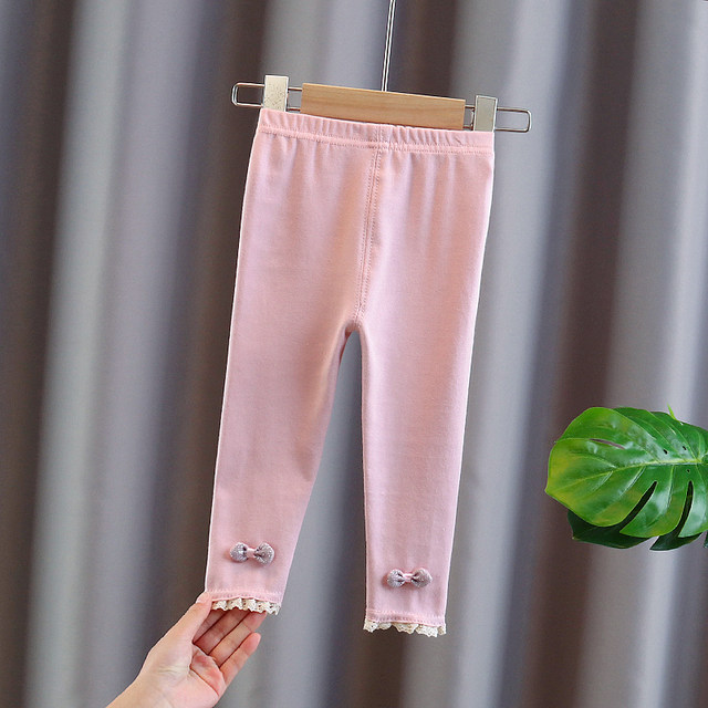 Girls' cotton leggings trousers 2022 new spring and autumn clothes baby outer wear baby girl thin foreign style can be opened