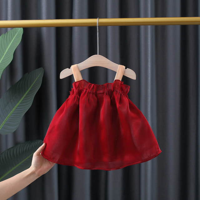 2022 new baby children's dress one-year-old baby girl summer dress girl summer suspender skirt western style princess skirt