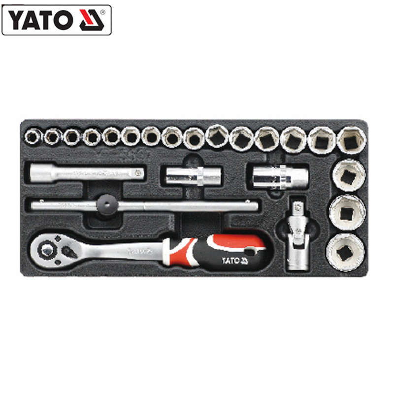 Yierto original auto repair tool hexagonal socket ratchet wrench tray set 1 2 socket set YT-5537