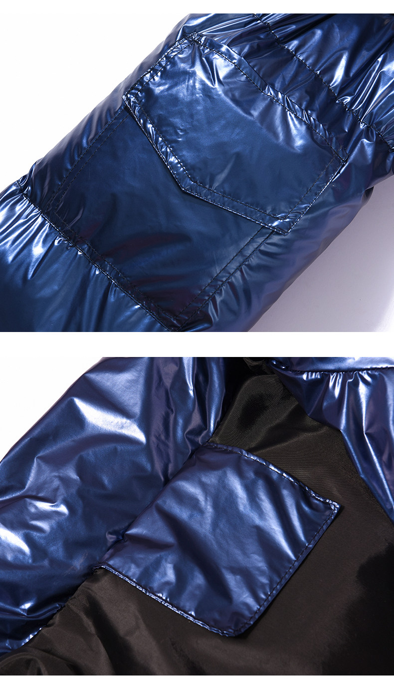 Men's Puffer Jacket Solid Colour Bright Reflective Winter Coat_voghion.com