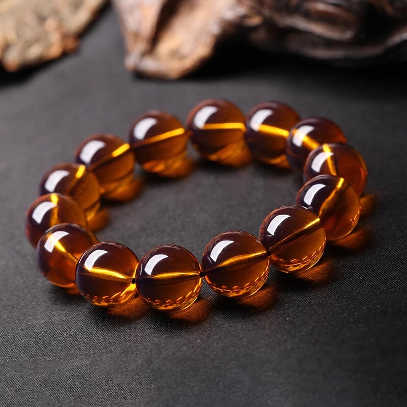 Natural Burmese Amber Bracelet Single-Circle Amber Bracelet for Men and Women, Golden Brown Beeswax Bracelet, Imitation Color-Changing Blue Amber Jewelry