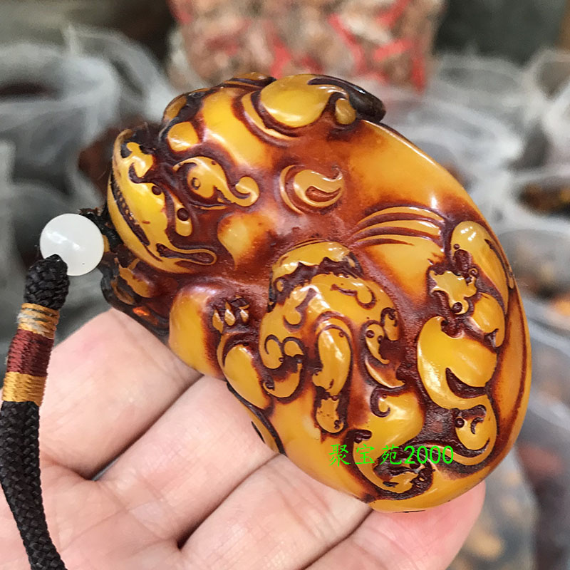 古蜜蜡 騰彪琥珀天然琥珀蜜蠟老蜜蠟算盤形古韻盎然雅緻小品手鍊騰彪琥珀蜜蠟