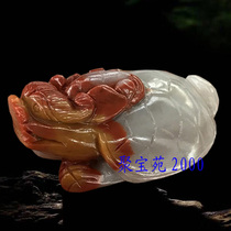 Yunnan yellow dragon jade carved dragon head turtle handle piece Gobi jade dragon turtle small ornament jade hand toy piece jade pendant