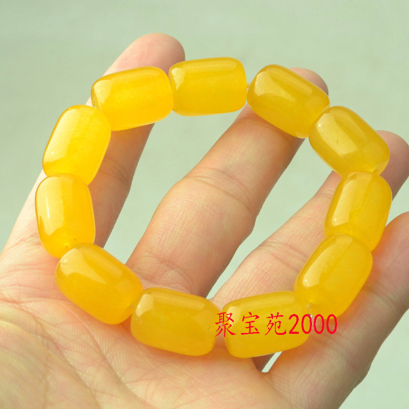 Украшения на руку 天然云南黄龙玉桶珠手串男女款玉石转运珠单圈佛珠手链原石手饰品
