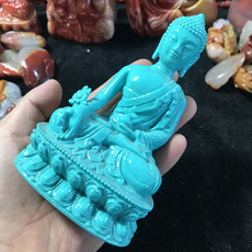Кистлер 天然绿松石精雕阿弥陀佛如来佛祖摆件 松石大日如来摆件 家居商铺