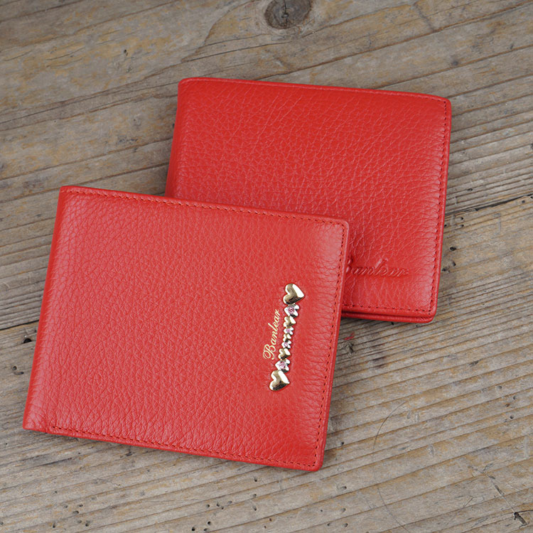 Genuine Leather Wallet Top Layer Cowhide Ladies Wallet Wallet High-end Ladies Wallet Business Practical Big Red