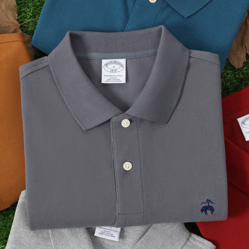 North American Purchase of Brooks Brothers Pure Cotton Polo Shirts, Autumn and Winter Long-Sleeved Collared T-Shirts for Men