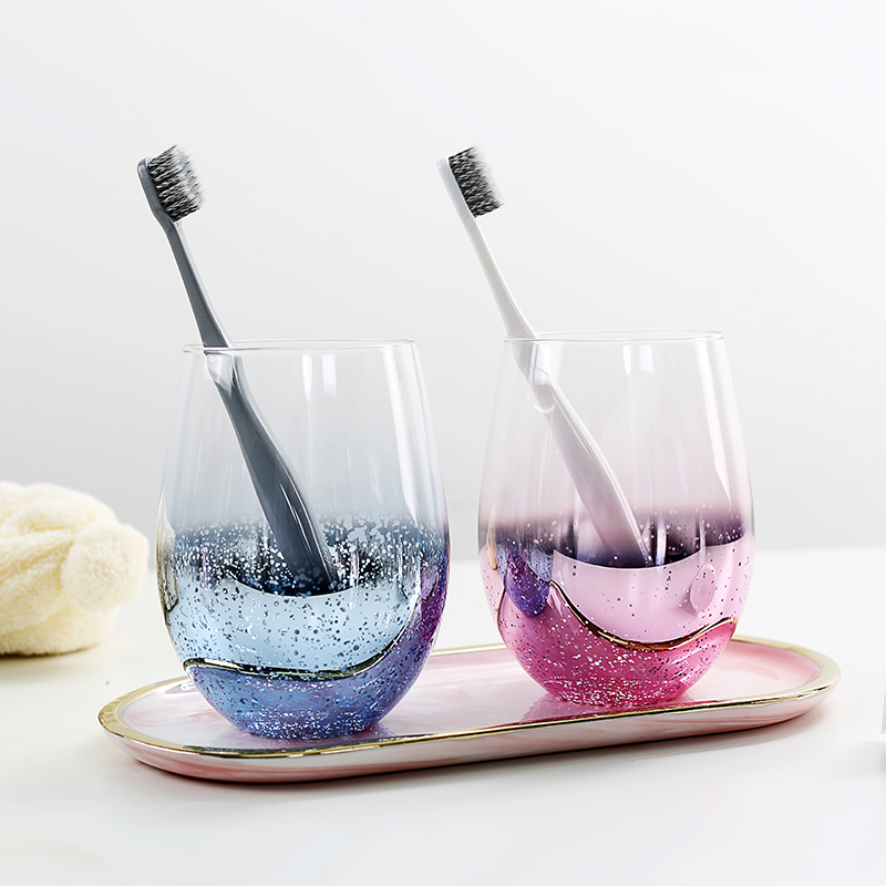 ins wind wash cup Starry sky egg-shaped lead-free glass mouthwash simple mouthwash cup Nordic brushing wash tray