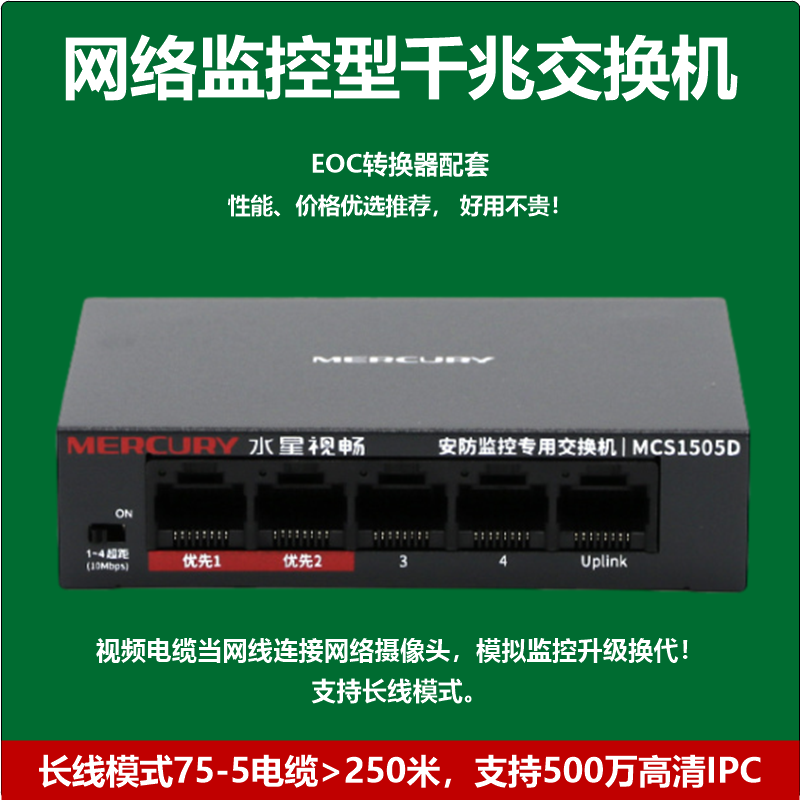 Network monitoring EOC converter with Mercury series monitoring Gigabit Switch support long line mode