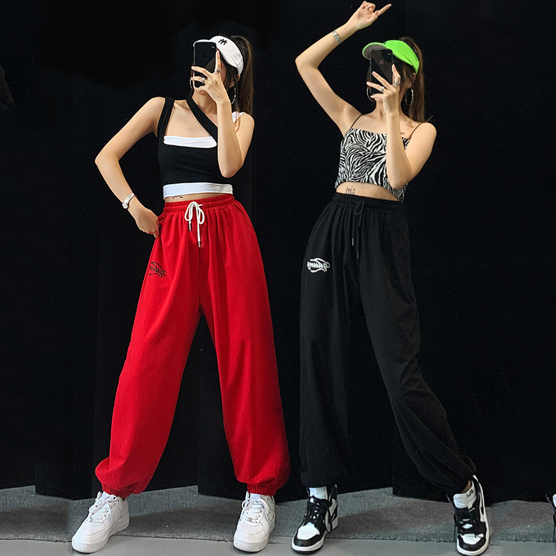 Loose Jazz Dance Street Dance Sweatpants for Women, Versatile Casual Jazz Jogger Pants, European and American Style, ins Harem Pants, Trendy
