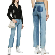 Antwerp niche design deconstruction of dark tanning stitching irregular cut autumn and winter straight jeans