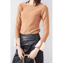 LAN vivivier sleeve petals are all-around thin air head two-color slim fit autumn and winter base top
