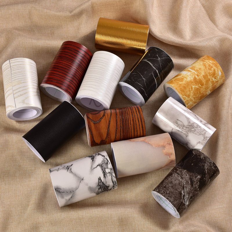 Wooden floor wardrobe door skirting pvc waterproof 10 cm line groove wall skirt sticker 3d sliding door white European bag