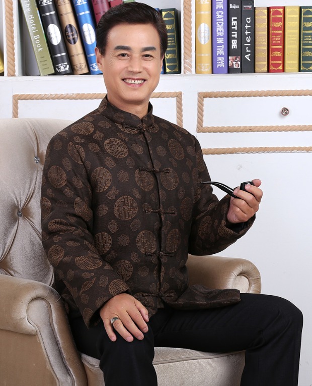 Sợi Xiangyun cao cấp cộng với chất liệu cotton Tang phù hợp với quần áo mùa đông Đàn ông trung niên lụa tơ tằm trang phục dân tộc các nước