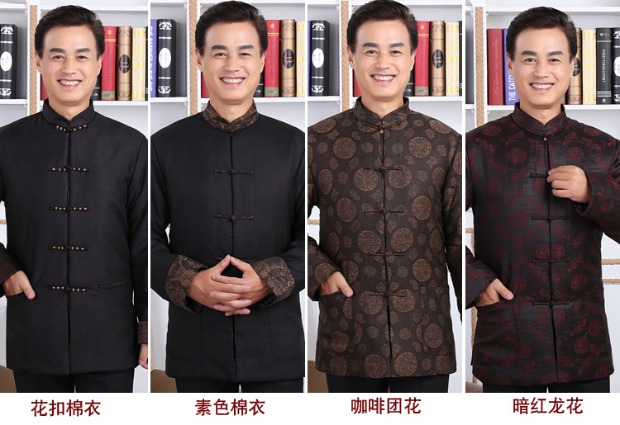 Sợi Xiangyun cao cấp cộng với chất liệu cotton Tang phù hợp với quần áo mùa đông Đàn ông trung niên lụa tơ tằm trang phục dân tộc các nước