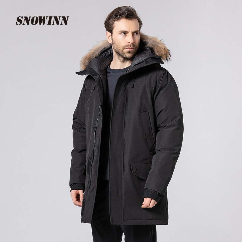 SNOWINN desert outdoor medium long windproof warm thick down jacket men winter casual goose down jacket