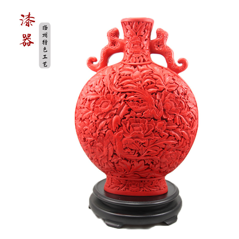 Yangzhou Painter Boutique Antique Process Bio - ear Peony Magpie Decoration Process Vase