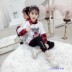 Girls Mùa xuân Outfit 2020 mới Trẻ em ăn mặc Hàn Quốc Hai Mang áo dài tay hoạt hình ngắn tay áo thun hai mảnh bộ. 