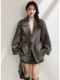 Simple and comic rational style sheep wool herringbone retro tweed short coat loose silhouette coat for women winter