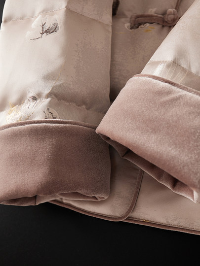 Jianman Rouxia Yingyu 90 white goose down new Chinese style gilt swimming jacquard down jacket round neck thick coat for women